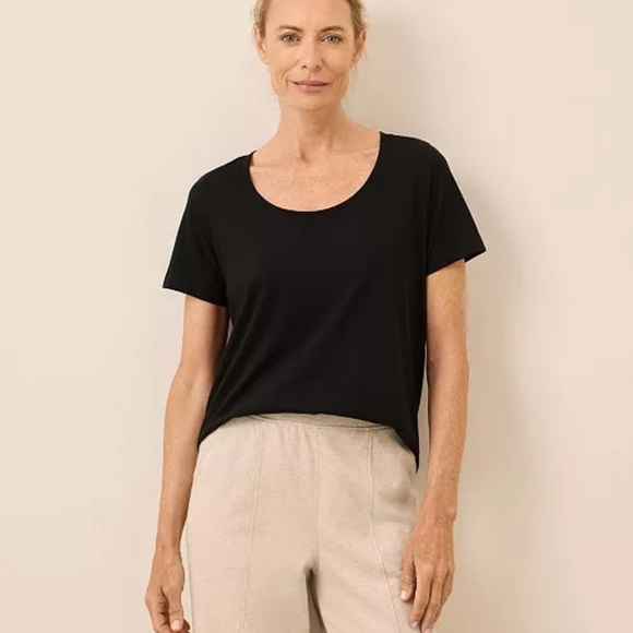 Pact Organic Cotton Softspun Scoop Neck Tee Classic Black Size Large - Picture 1 of 5